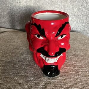 Toscano Red Devil coffee tea Mug black handle
Grinning spooky scary Halloween